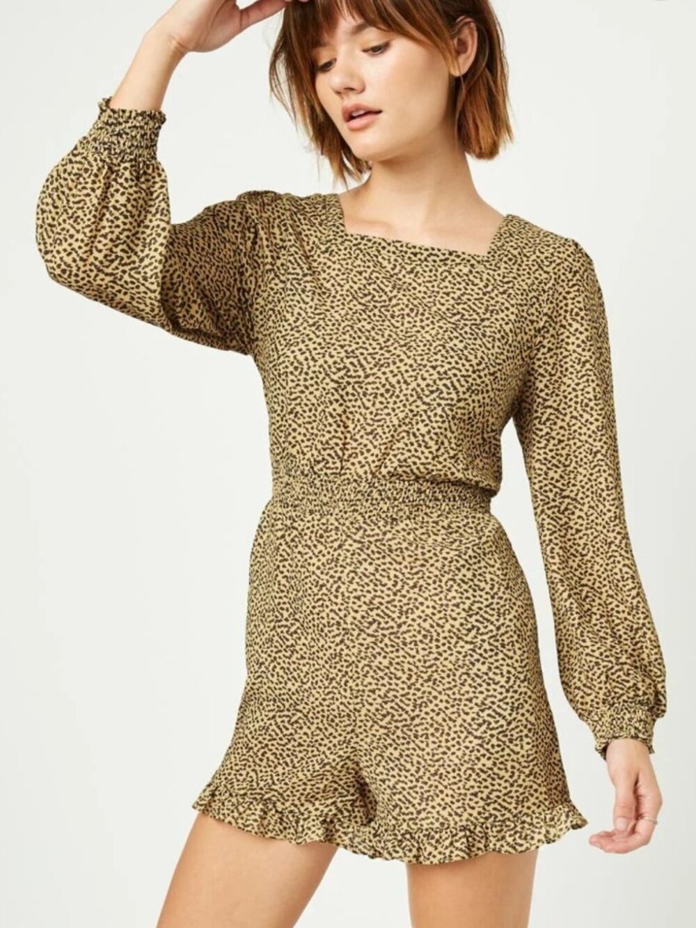 Hayden Print Long Sleeve Smock Waist Romper